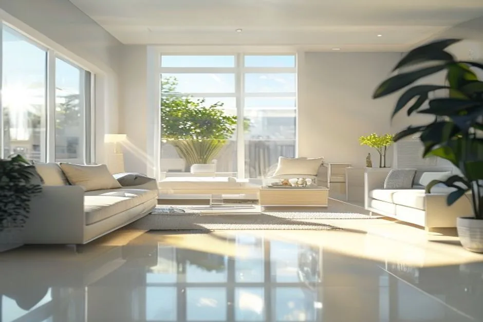 A pristine, sunlit home, freshly cleaned