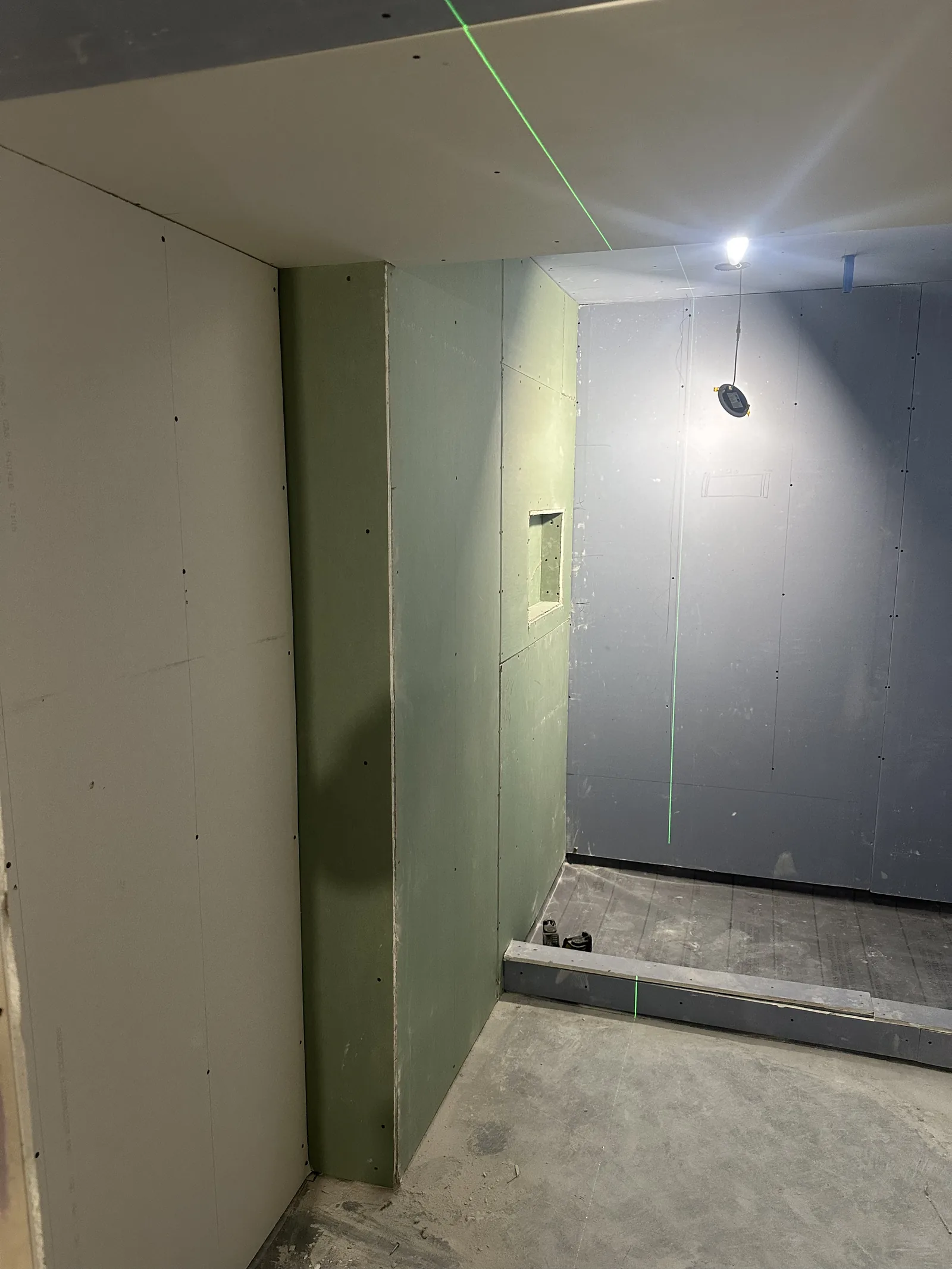 Basement walls primed and painted