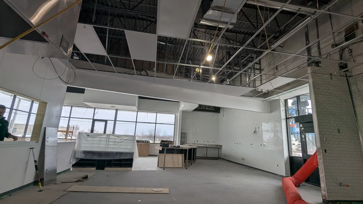 The bare retail shell before the Krispy Kreme build