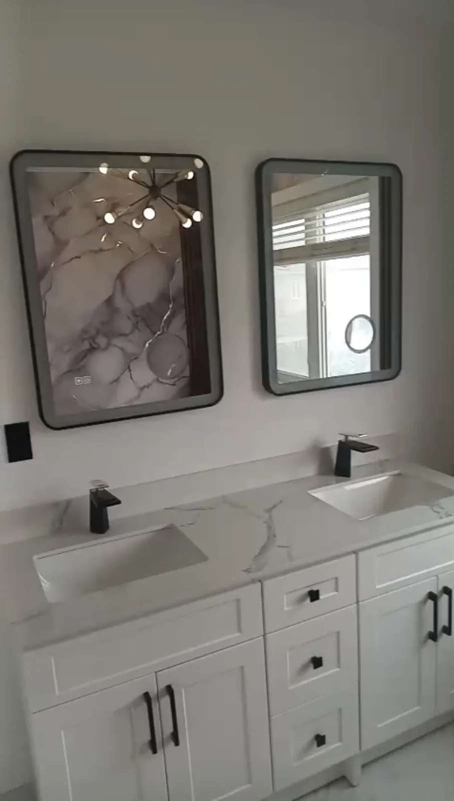 Finished bathroom with a double vanity