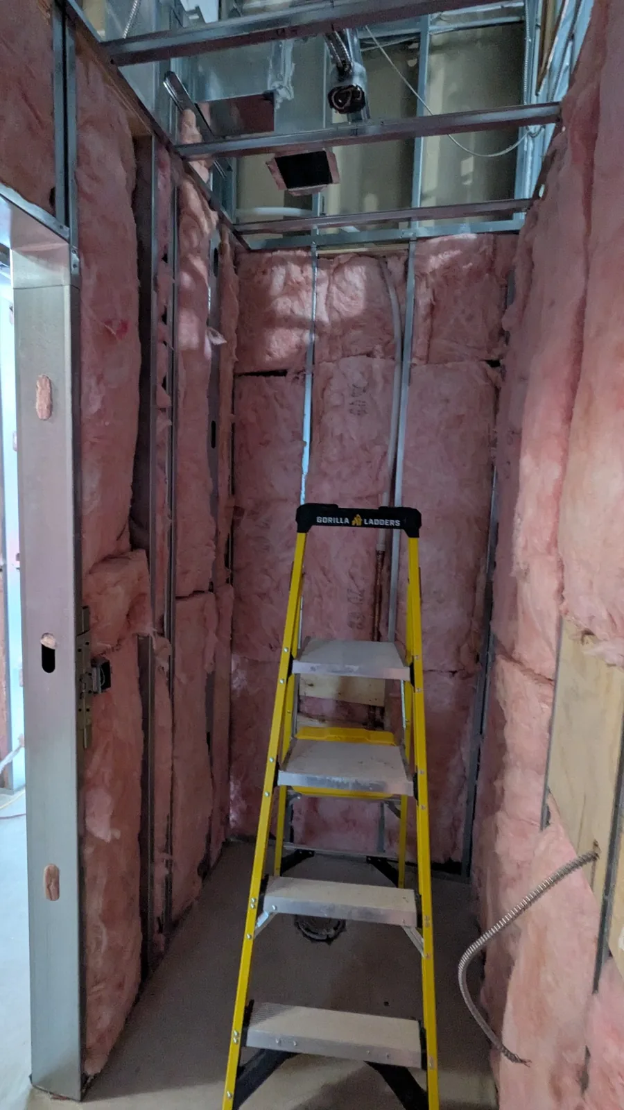 Tall interior framing on a build