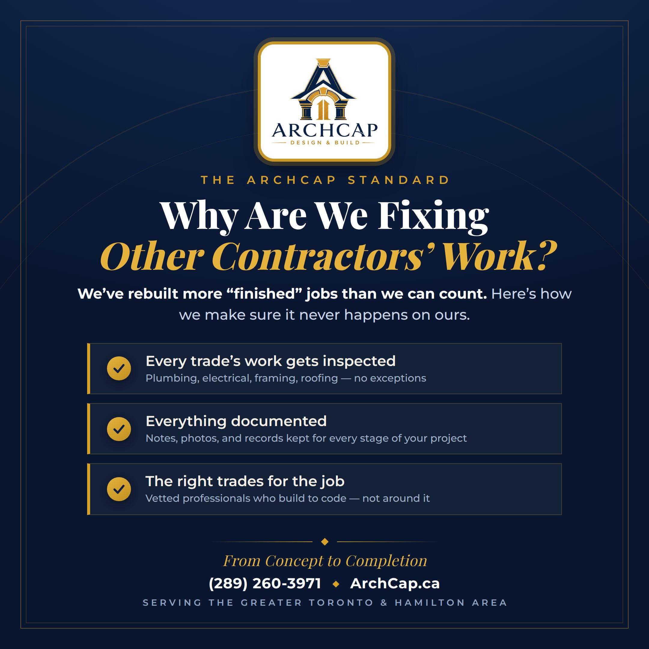 ArchCap on Instagram: 🚧 We’ve rebuilt more “finished” jobs than we can count🛠️

It’s a reality we see far too often.

Projects that were suppo