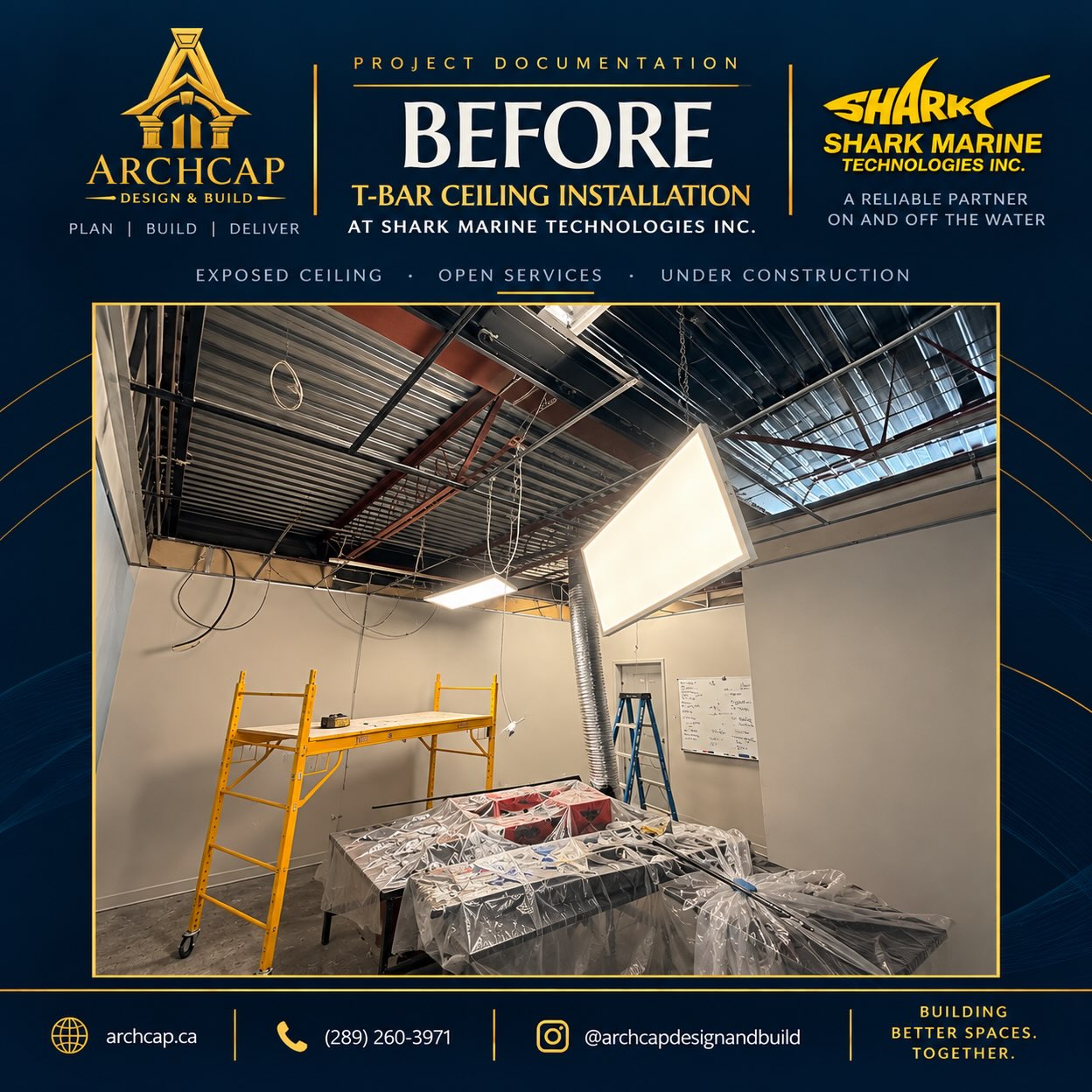 ArchCap on Instagram: Another commercial transformation completed by Archcap Design & Build. 🔨

This T-bar ceiling installation for Shark Mari